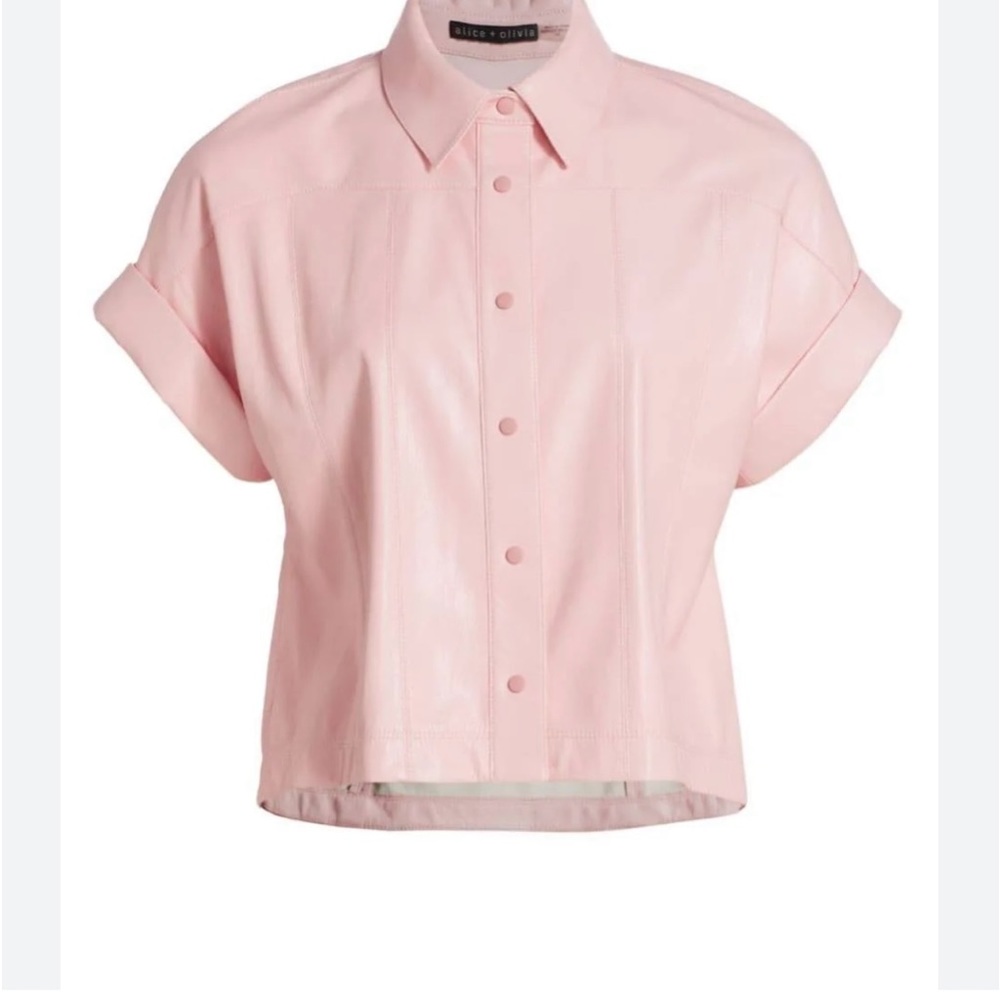 Alice + Olivia Edyth Faux Leather Shirt